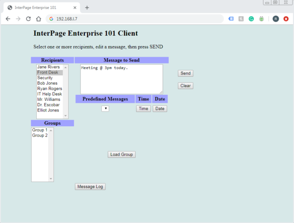 Enterprise 101 Paging Software Web Client
